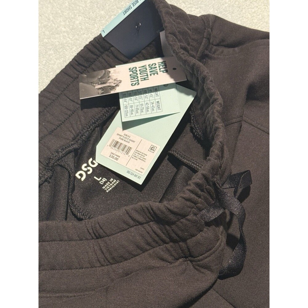 DSG Girls Black Sport Fleece Shorts Size Large 14-16 Drawstring Athletic NWT - Picture 3 of 5